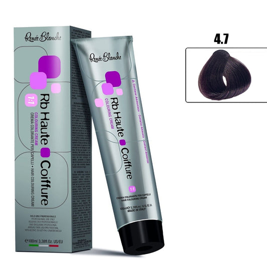 Renee Blanche Haute Coiffure Professional Hair Color, Hair dye - 4.7 Medium Violet Brown, 100 ml- Italy)