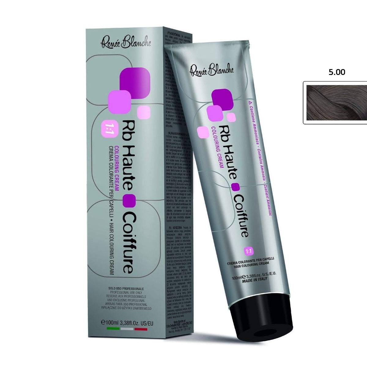 Renee Blanche Haute Coiffure Hair Color, Hair dye - 5.00 Natural Intense Light Brown, 100 ml- Italy