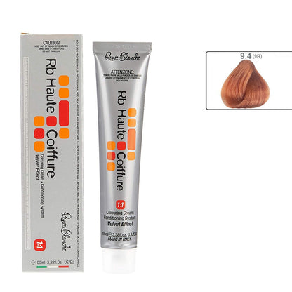 Less ammonia hair color 9R(9.4) Copper Very Light Blond, 100 ml- Italy)