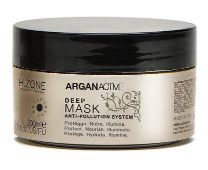 H.Zone Professional Argan Active Deep Hair Mask, Anti-pollution System 200ml- Italy