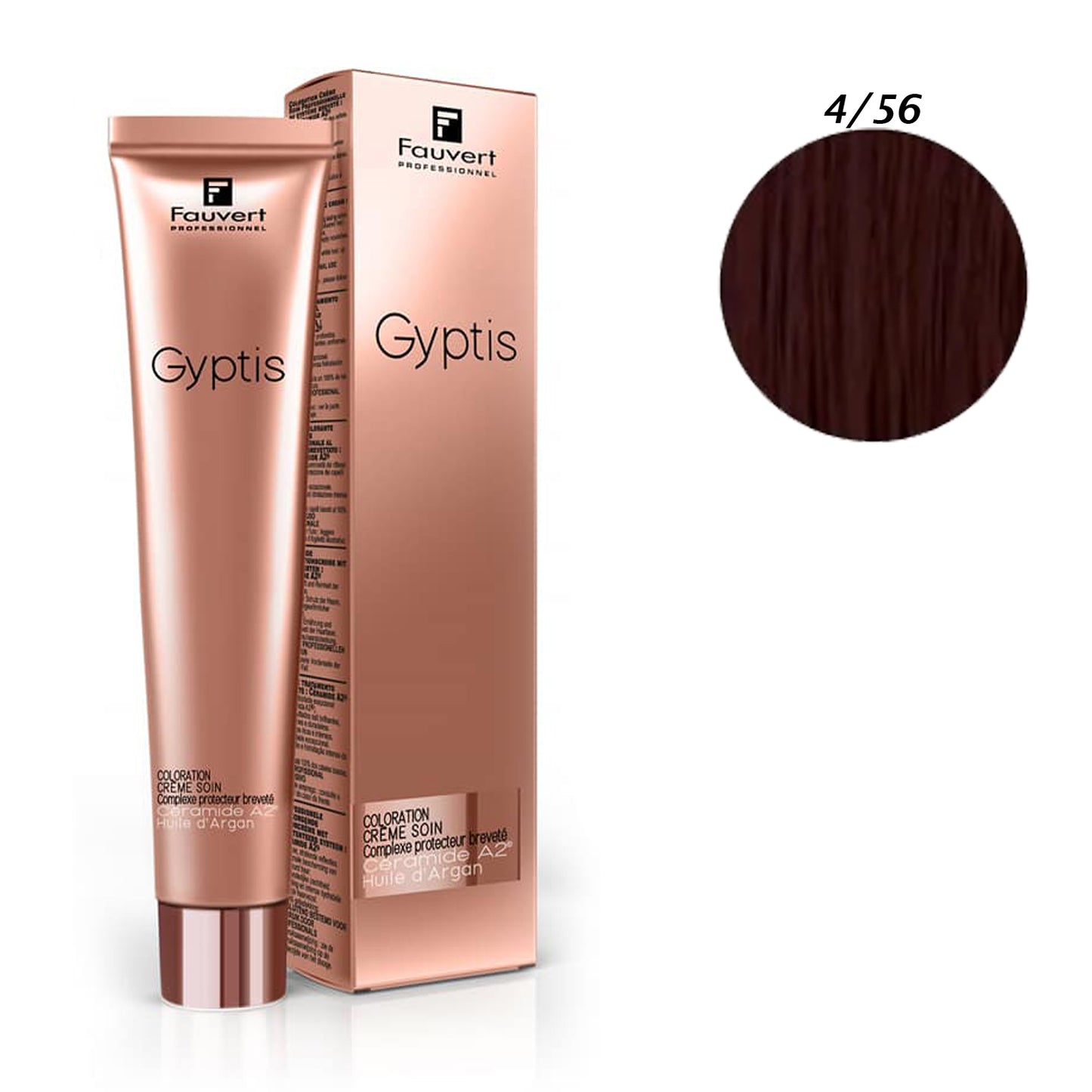 Fauvert Professionnel Gyptis Hair Color, Hair dye - 4/56 Red Mahogany Medium Brown, 100 ml- France