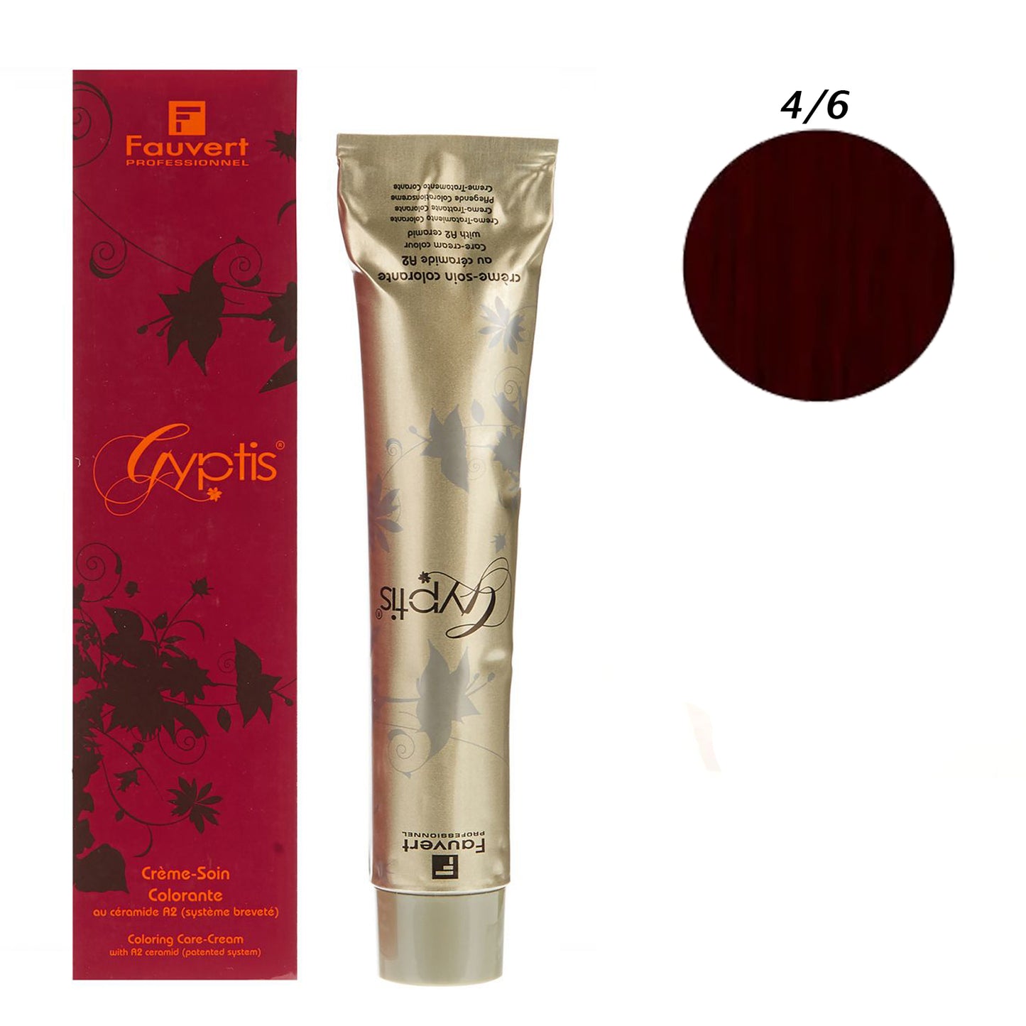 Fauvert Professionnel Gyptis Hair Color - 4/6 Red Medium Brown, 100 ml