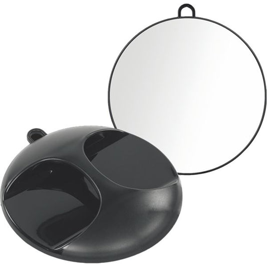 Round mirror with handle on the back and diameter 290mm- Black