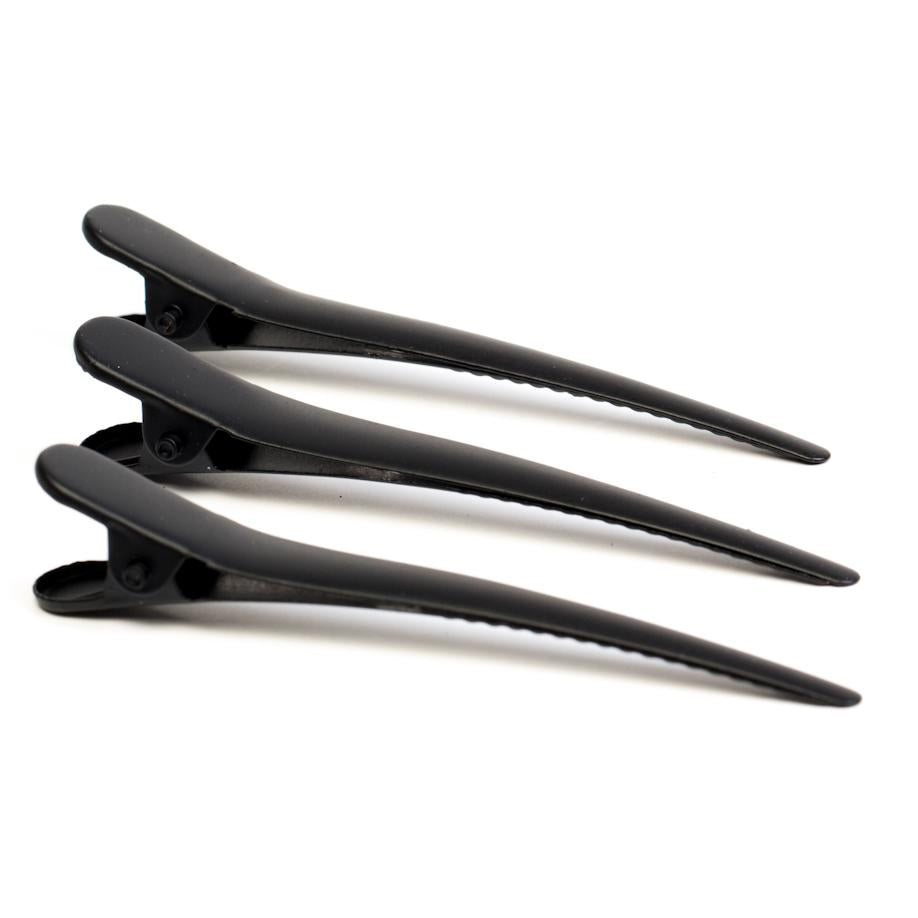 12 Pcs Flat Tip Plastic Hair Clips Black