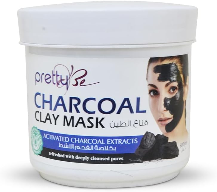 Pretty Be Charcoal Clay Mask , Activated charcoal Extract - 600ml