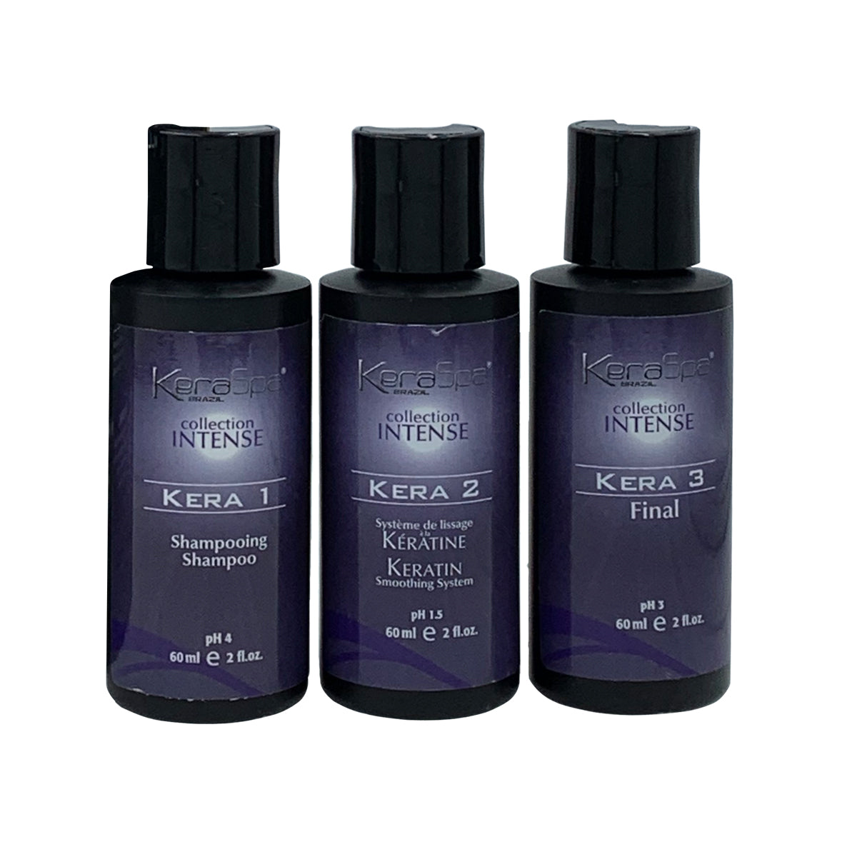 Keraspa Brazil Keratin Smoothing Treatment, kera1, kera2, kera3 -Mini Kit-60ml