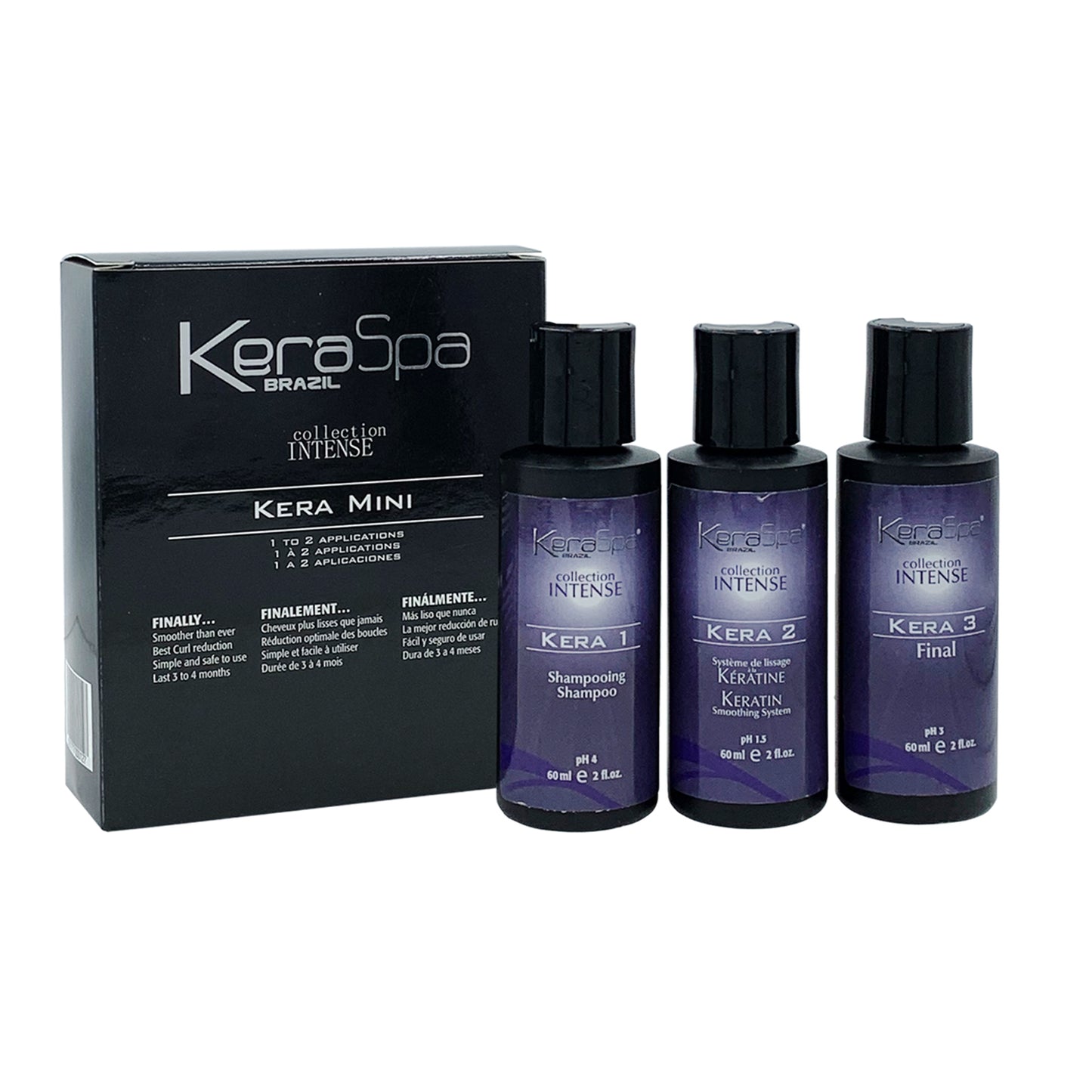 Keraspa Brazil Keratin Smoothing Treatment, kera1, kera2, kera3 -Mini Kit-60ml