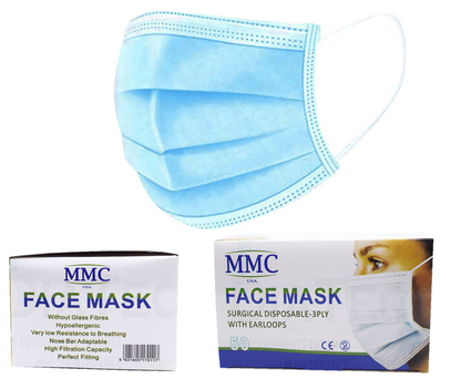 MMC Surgical Medical Face Mask - Disposable Protective 3 ply Medical Face Mask - 3 layer Blue Face Mask 50pcs